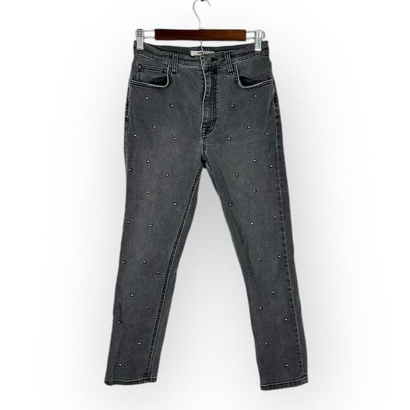 Joie Washed Onyx Pereh Jeans Women's 27 Faded Black Cotton Straight Studded RTR - Picture 3 of 10